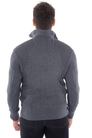 Chandail en tricot col montant demi-zip | 2 couleurs