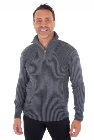 Chandail en tricot col montant demi-zip | 2 couleurs