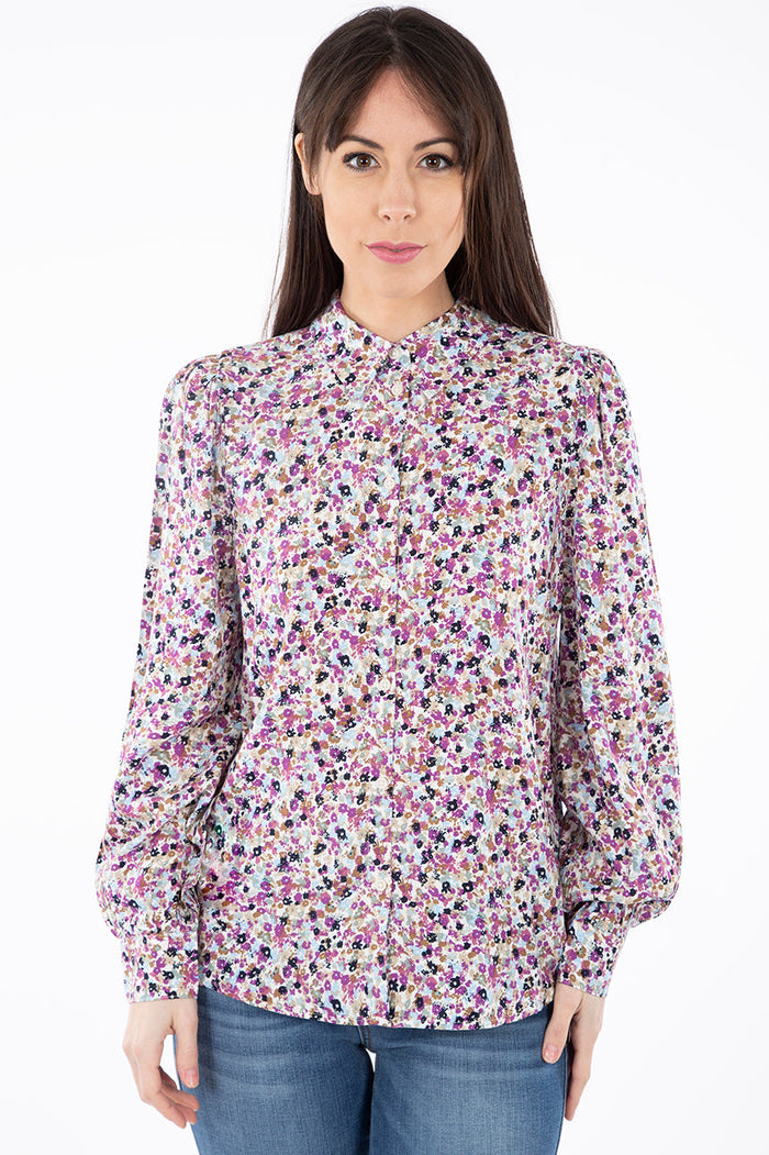 Blouse fleurie manches bouffantes | B.Young