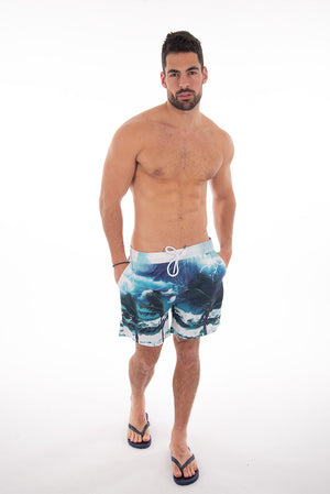 Palm print swim shorts