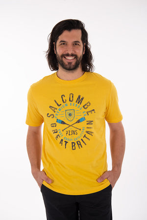 T-shirt jaune imprimé graphique